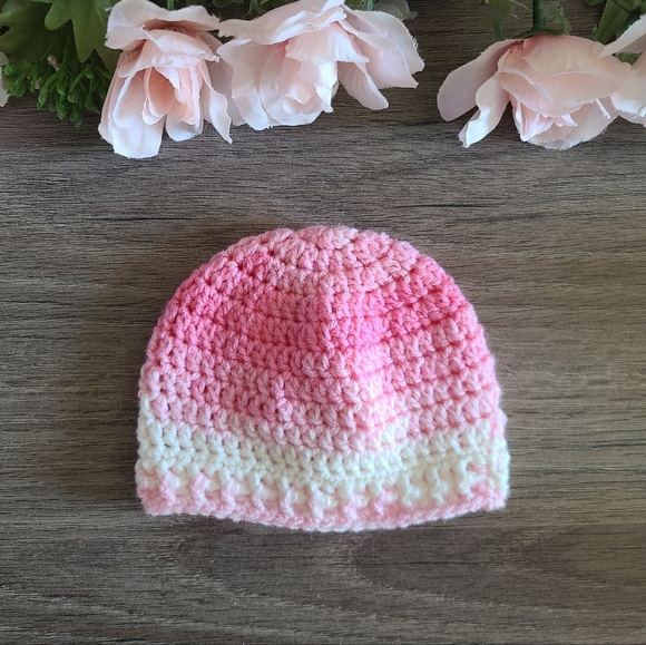 Hand Crafted Other - Baby girl beanie, newborn beanie, pink beanie, girls ombre beanie, baby shower